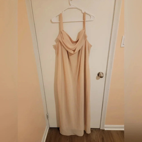 Onyx Nite NWT Womens 22W Dress Beige      Maxi Made in U.S.A. Mark Insid Bra Y2K - Picture 1 of 10